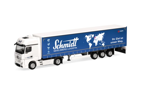 Herpa MB Actros Bigspace Gardinenplanen-Sz. "Schmidt Gevelsberg"