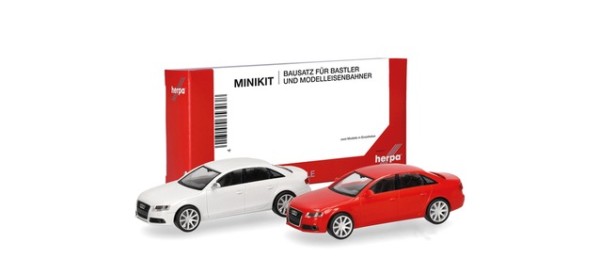 Herpa MiniKit: Audi A4 Limousine, weiß und rot