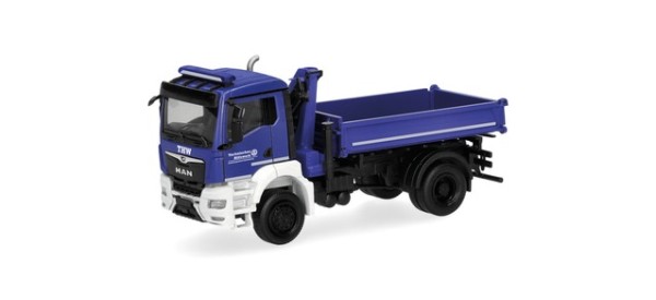 Herpa MAN TGS NN Dreiseitenkipper mit Ladekran, 2achs, "THW Brandenburg"