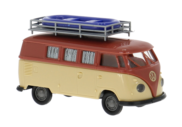 Brekina VW T1b Camper mit Dachträger und Boot