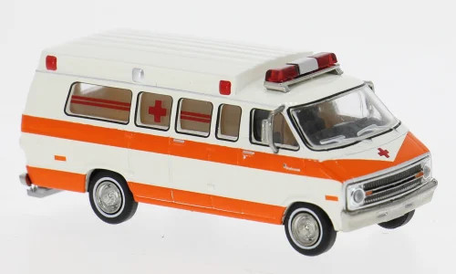 Brekina Dodge B 200 Ambulance weiß/dunkelorange