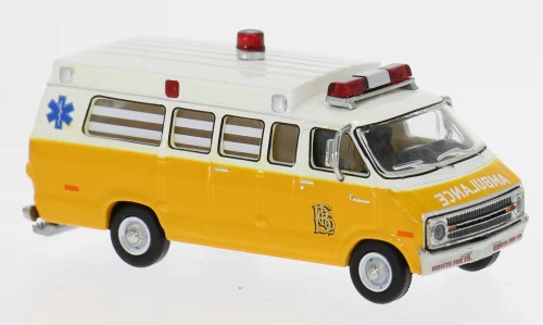 Brekina Dodge B200 Ambulance gelb/weiß "Berwyn"
