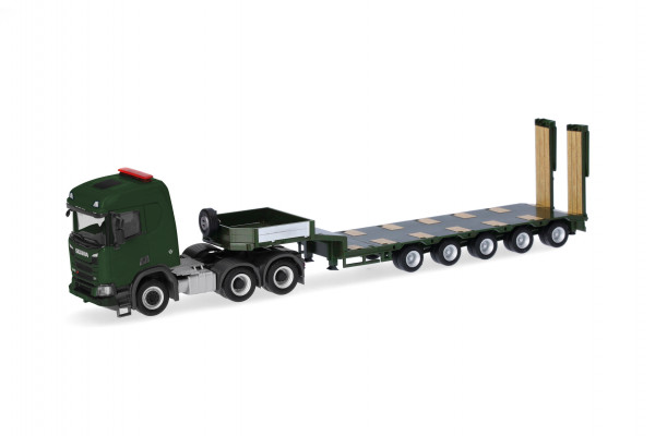 Herpa Scania CR 20 Niedrigdach Semitieflade-Sattelzug "Tschechische Armee"