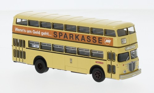 Brekina: Büssing D2U Doppeldecker "BVG - Sparkasse" (61266)