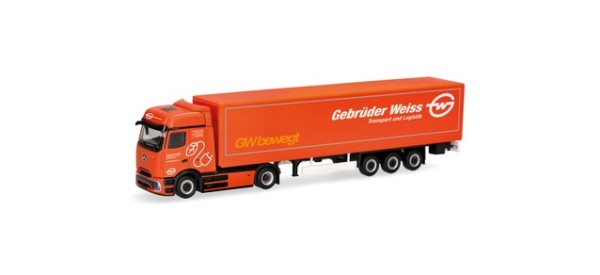 Herpa Mercedes-Benz eActros 600 ProCabin Bigspace Planen-Sattelzug "Gebrüder Weiss" (Österreich)