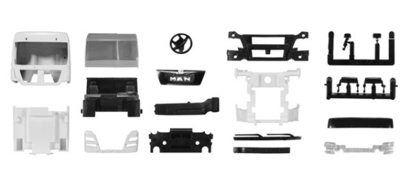 Herpa Teileservice: Fahrerhaus MAN TGX XLX Euro 6 ohne Windleitblech & Dachspoiler Inhalt: 2 Stück